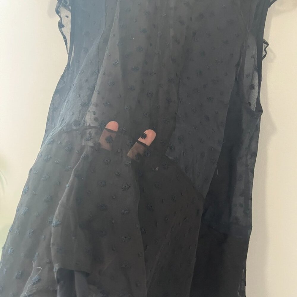 Isabel Marant Black Sheer Embroidered Flowy Tank Blouse Size 34 - Picture 4 of 9